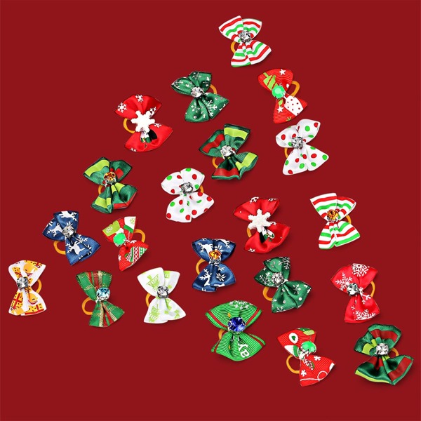 

9pcs Christmas Bow Decor Cat Hair Tie, Multicolor