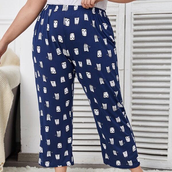

Plus Allover Cartoon Sleep Pants, Navy blue