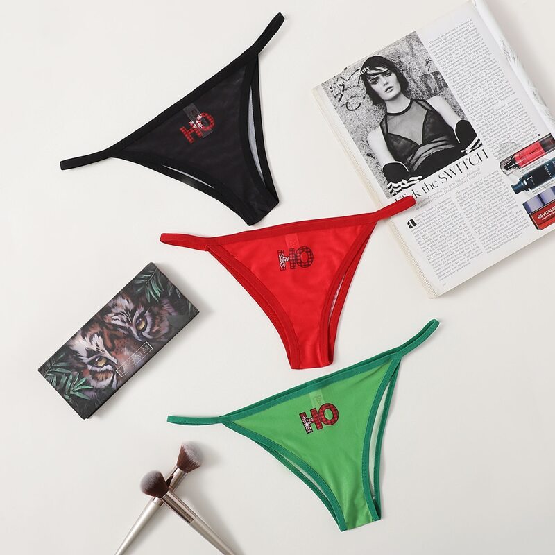 

3pack Letter Graphic Thong Panty Set, Multicolor
