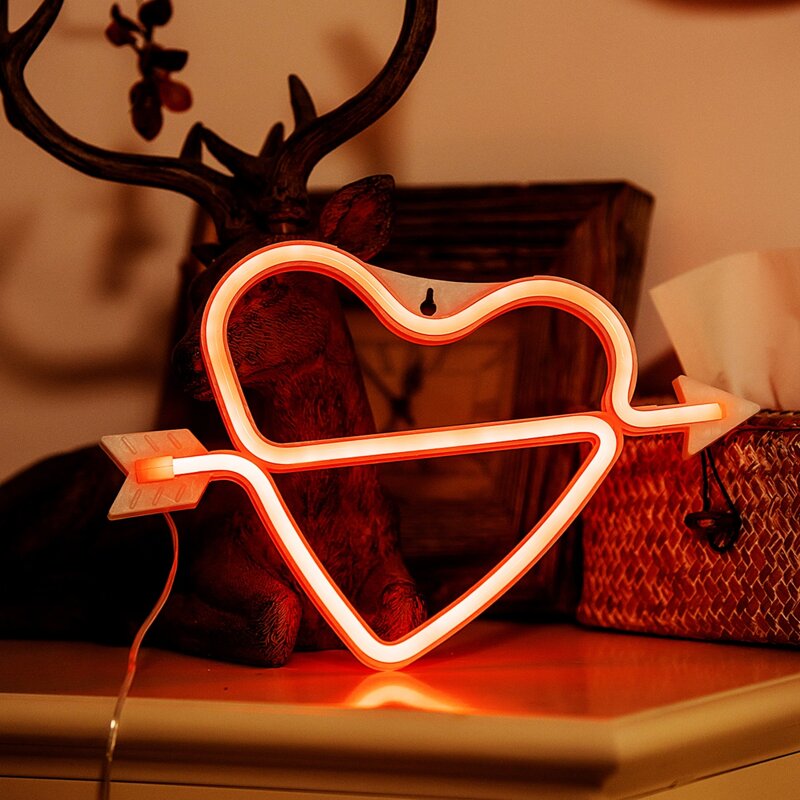 

1pc Heart Shaped Wall Lamp, Red