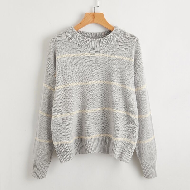 

Striped Pattern Sweater, Light grey