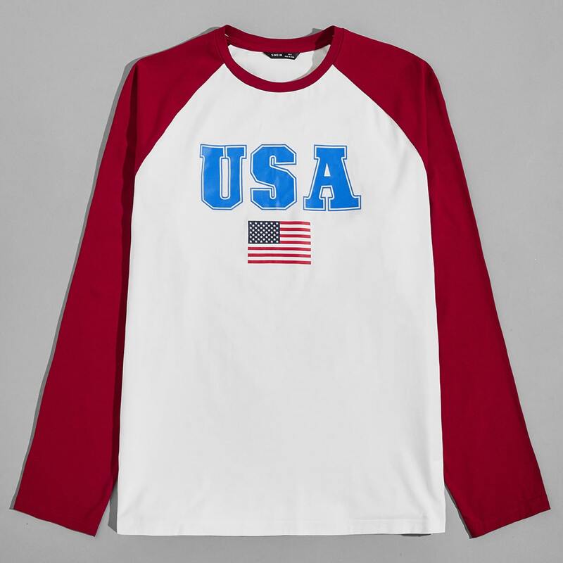

Men Letter Graphic Raglan Sleeve Tee, White