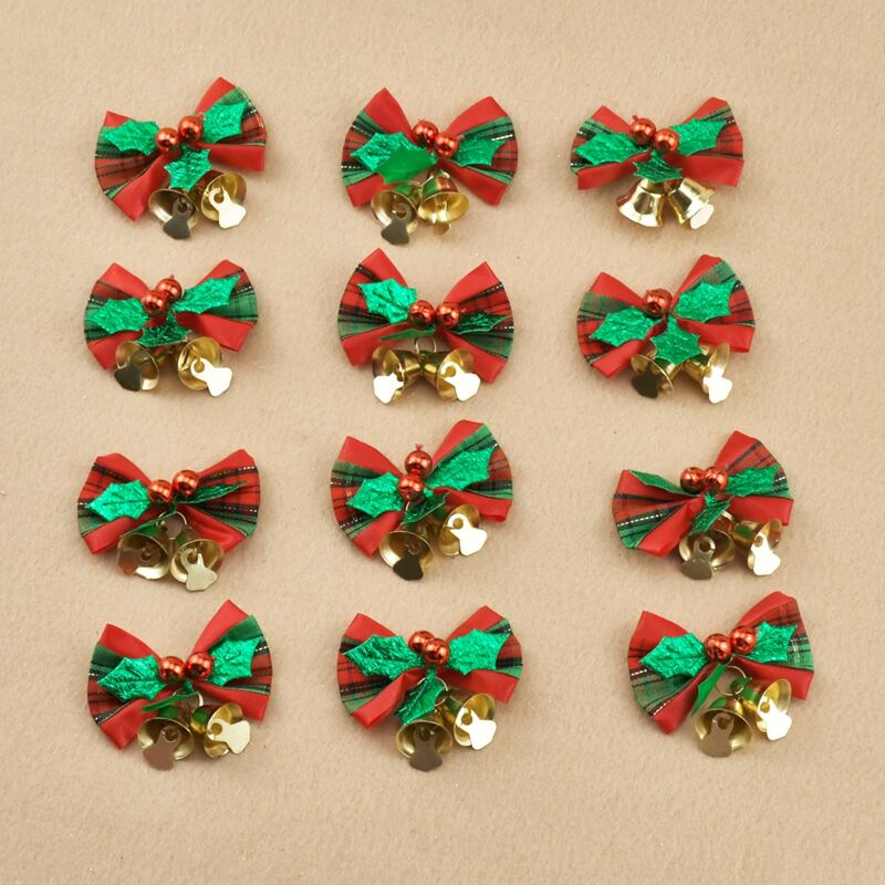 

12pcs Christmas Decorative Bow, Multicolor
