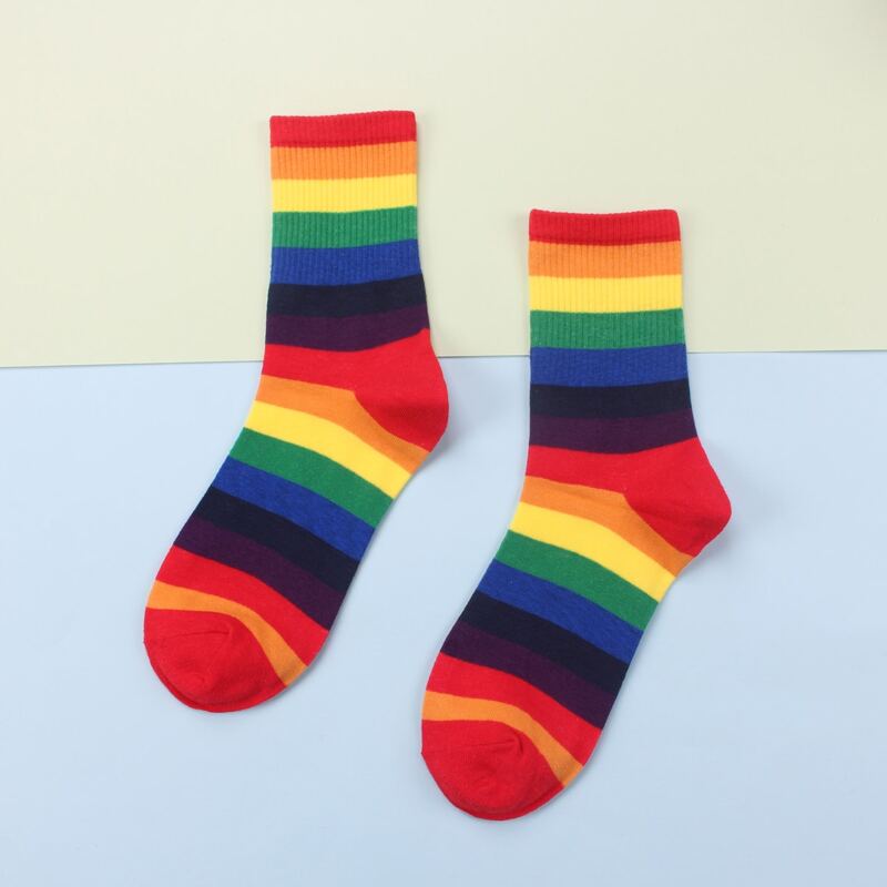 

Rainbow Striped Crew Socks, Multicolor
