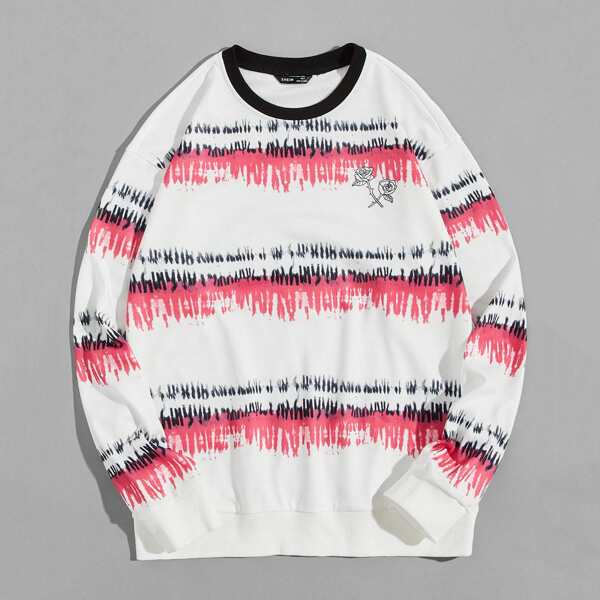 

Men Tie Dye Floral Print Sweatshirt, Multicolor
