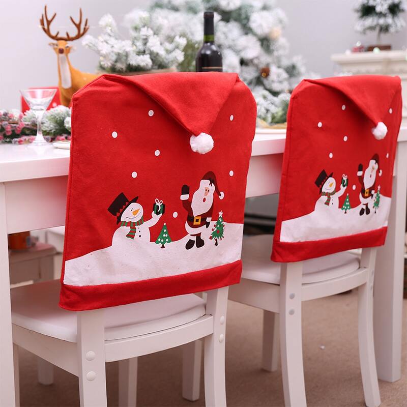 

1pc Christmas Hat Chair Cover, Multicolor