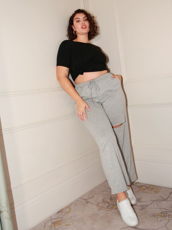 plus size ripped joggers