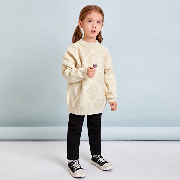 

Toddler Girls Drop Shoulder Sweater, Beige