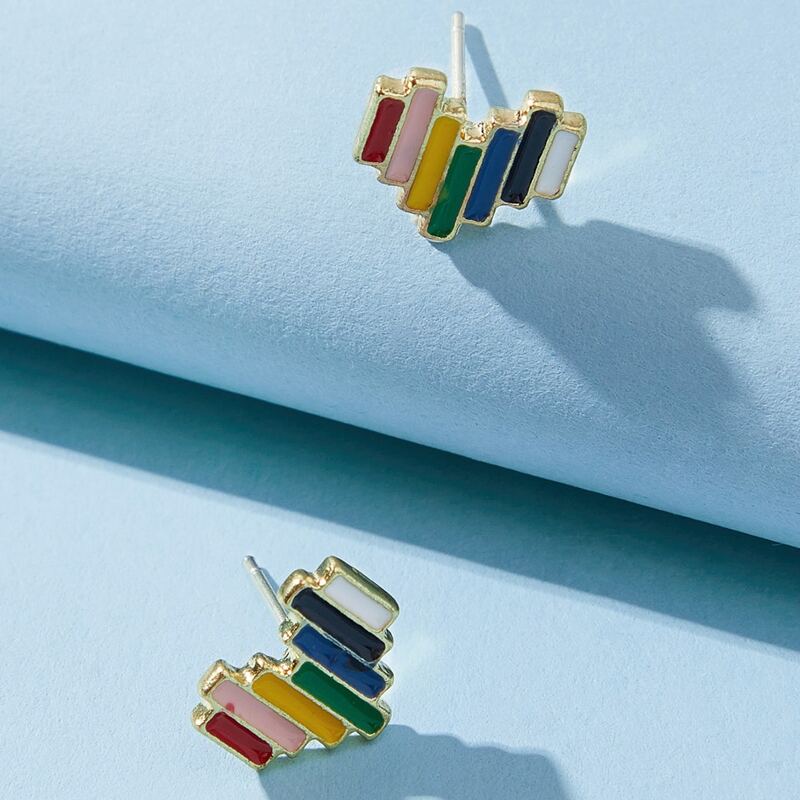 

Rainbow Heart Stud Earrings, Gold