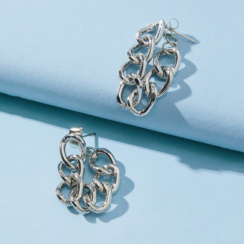 

Chain Drop Earrings, Silver