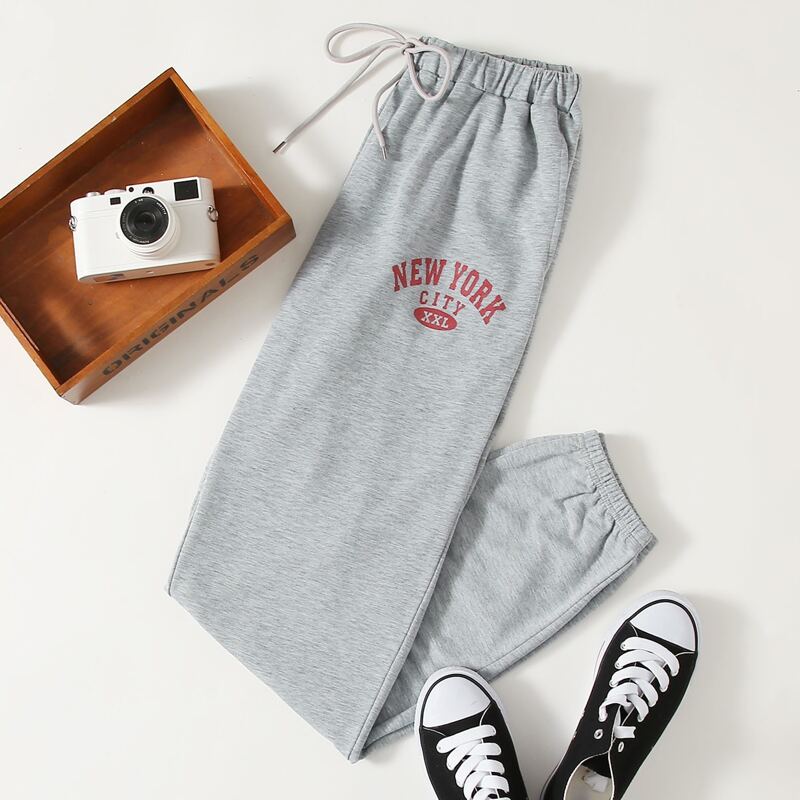 

Letter Drawstring Sweatpants, Light grey