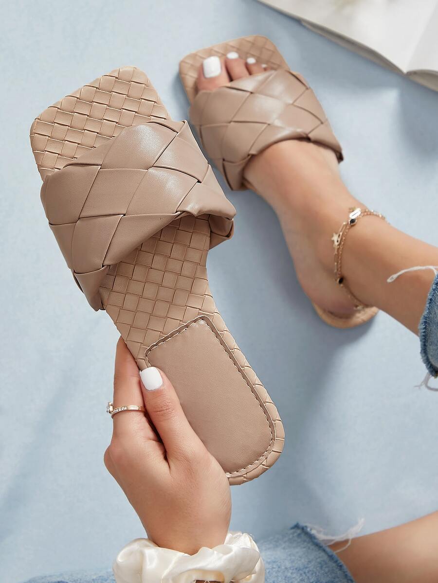 Dual Braided Vamp Slide Sandals