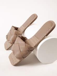 Dual Braided Vamp Slide Sandals