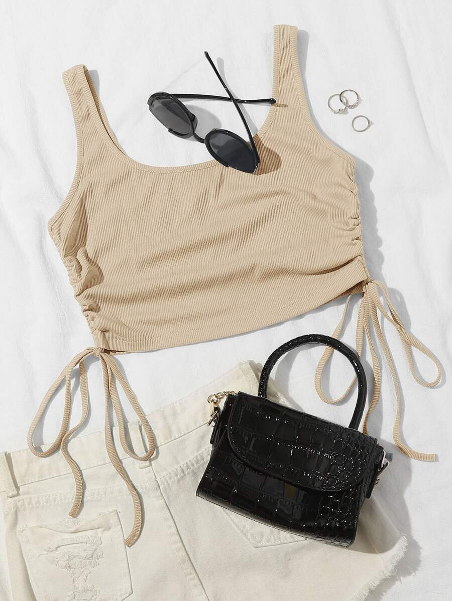 SHEIN Unity Dżersejowy podkoszulek ze ściągaczem z boku