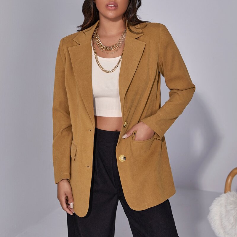 

Single Breasted Pocket Blazer, Mustard yellow