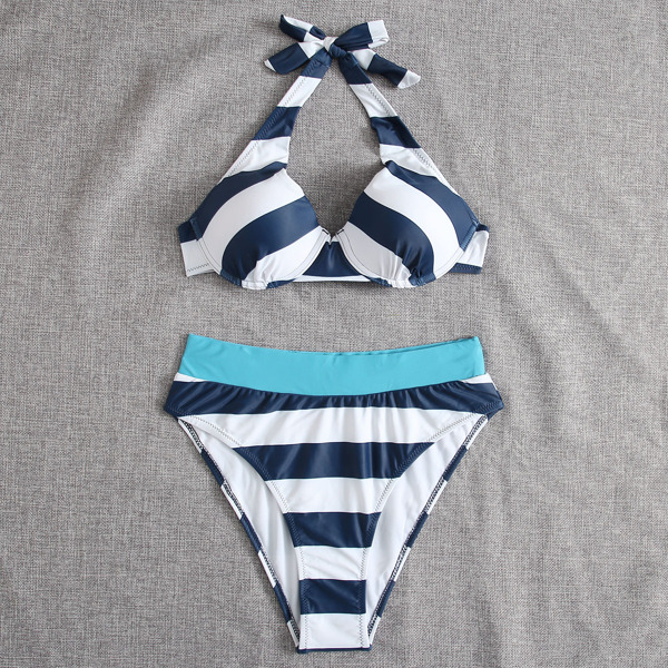 

Striped Underwire Bikini Swimsuit, Multicolor