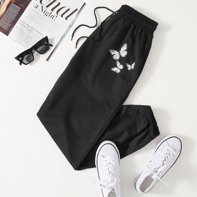 

Butterfly Graphic Sweatpants, Black
