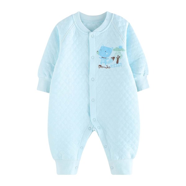 

Baby Unisex Cartoon Graphic Padded Jumpsuit, Baby blue