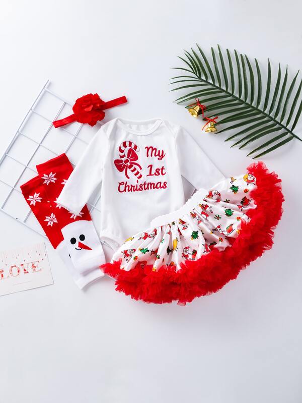 Conjuntos Bebe Malla En Contraste Navideno Dulce Moda De Mujer Shein Mexico