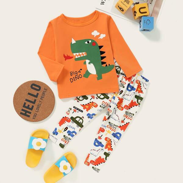 

Toddler Boys Cartoon And Letter Graphic PJ Set, Multicolor
