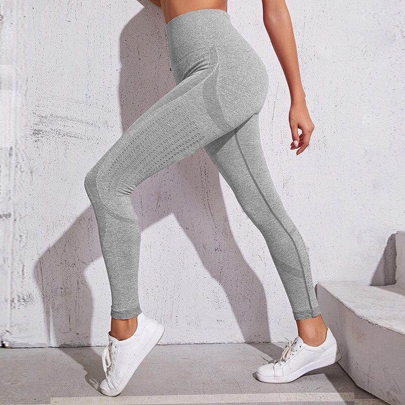 

Active High-Rise Eyelet Leggings, Grey
