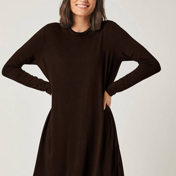 

Solid Tee Dress, Chocolate brown