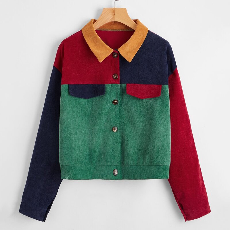 

Colorblock Corduroy Jacket, Multicolor