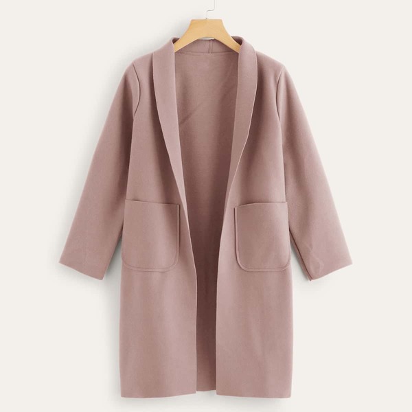 

Shawl Collar Dual Pocket Overcoat, Dusty pink