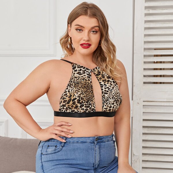 

Plus Leopard Cut-out Bralette, Multicolor