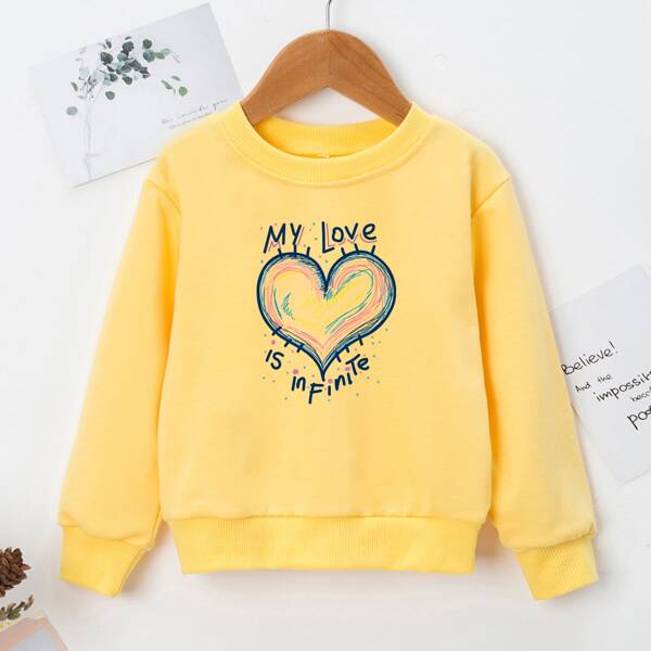 

Toddler Girls Heart And Slogan Graphic Sweatshirt, Yellow