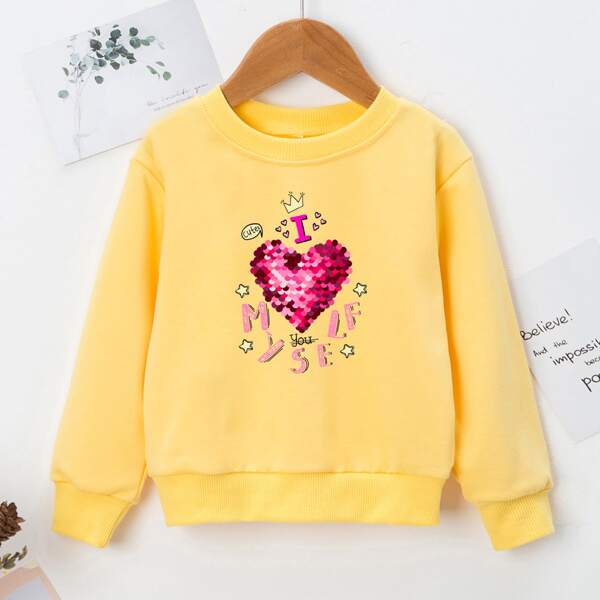 

Toddler Girls Heart And Slogan Graphic Sweatshirt, Yellow