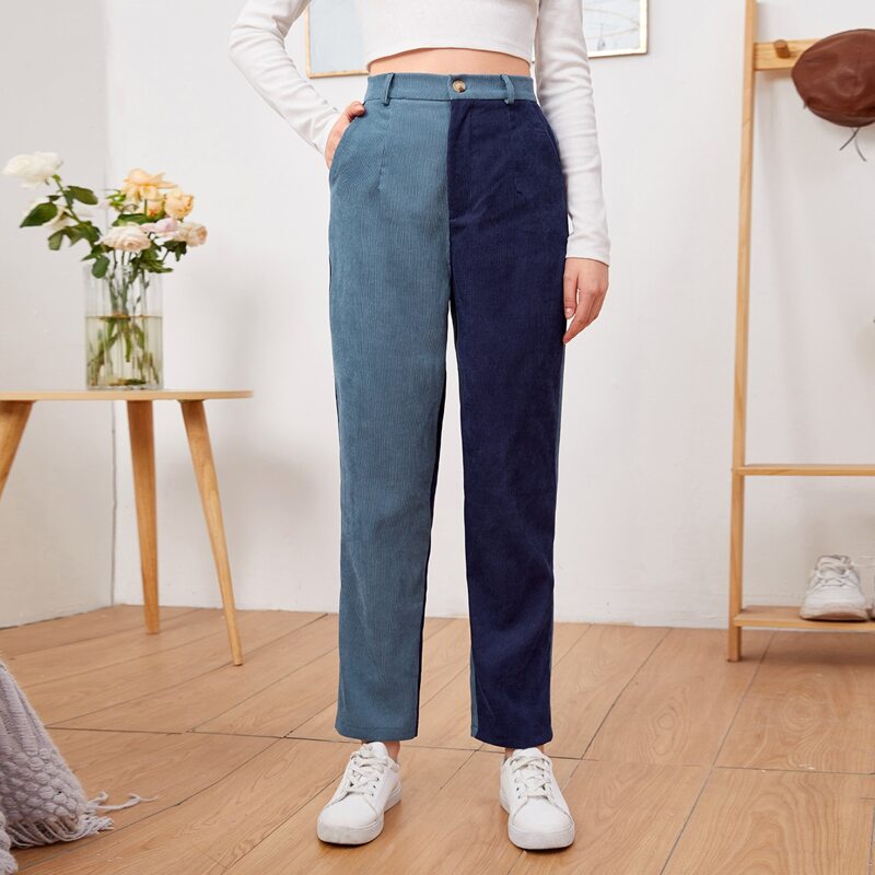 

Two Tone Corduroy Pants, Blue