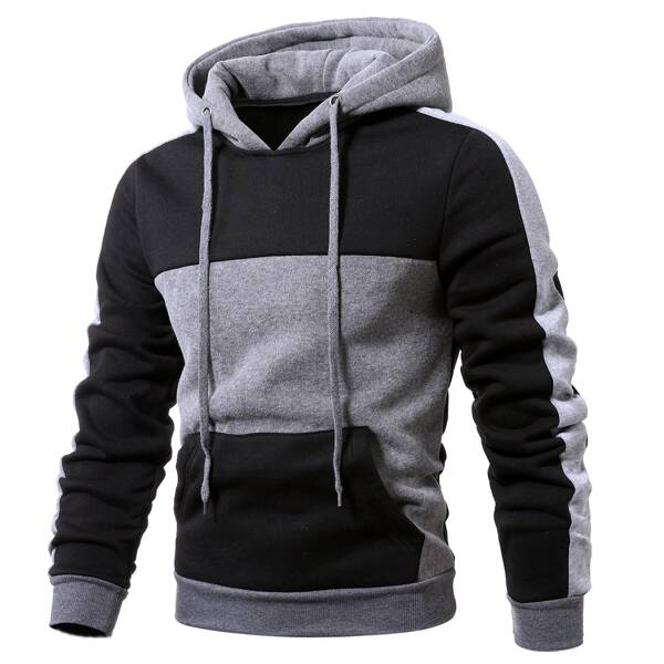 

Men Color-block Kangaroo Pocket Drawstring Hoodie, Multicolor