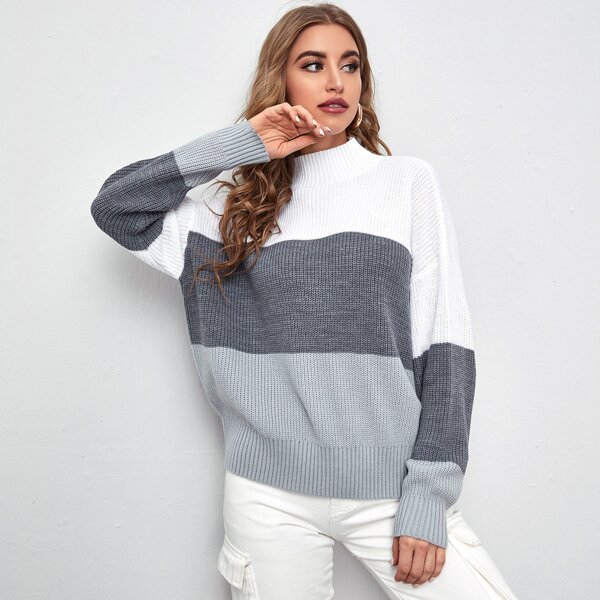 

Drop Shoulder Colorblock Sweater, Multicolor