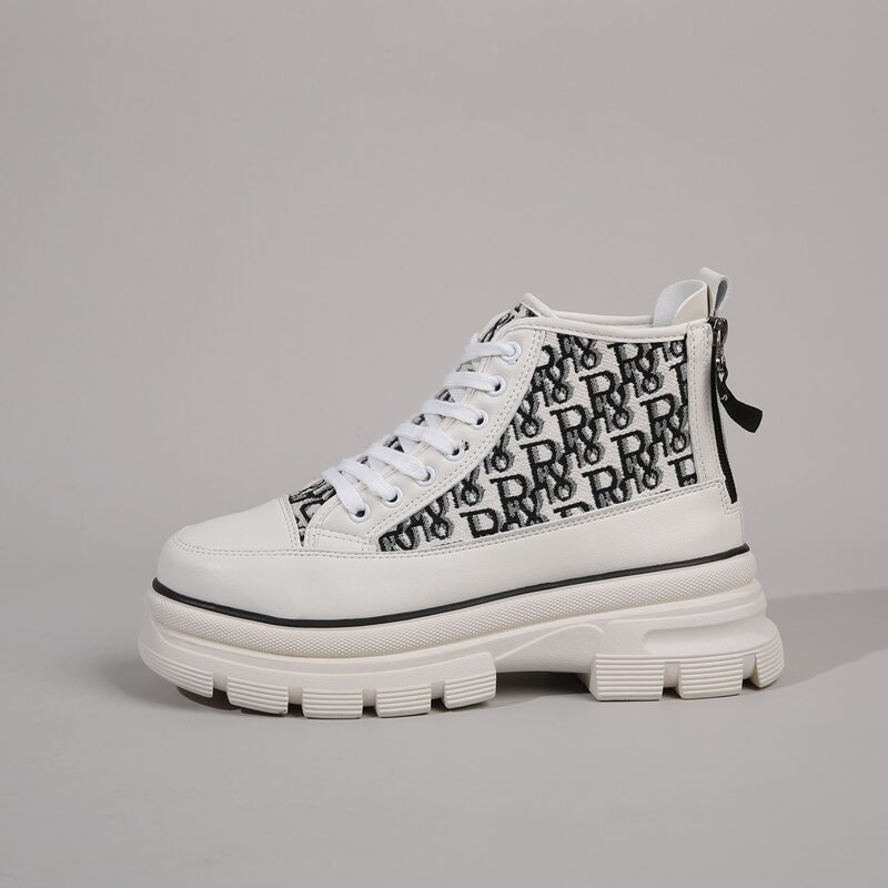 

Letter Graphic Lace-up Front Combat Boots, White