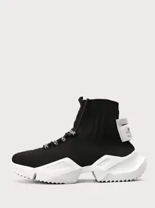 Men Lace-up Decor Sneakers - Black - View 1