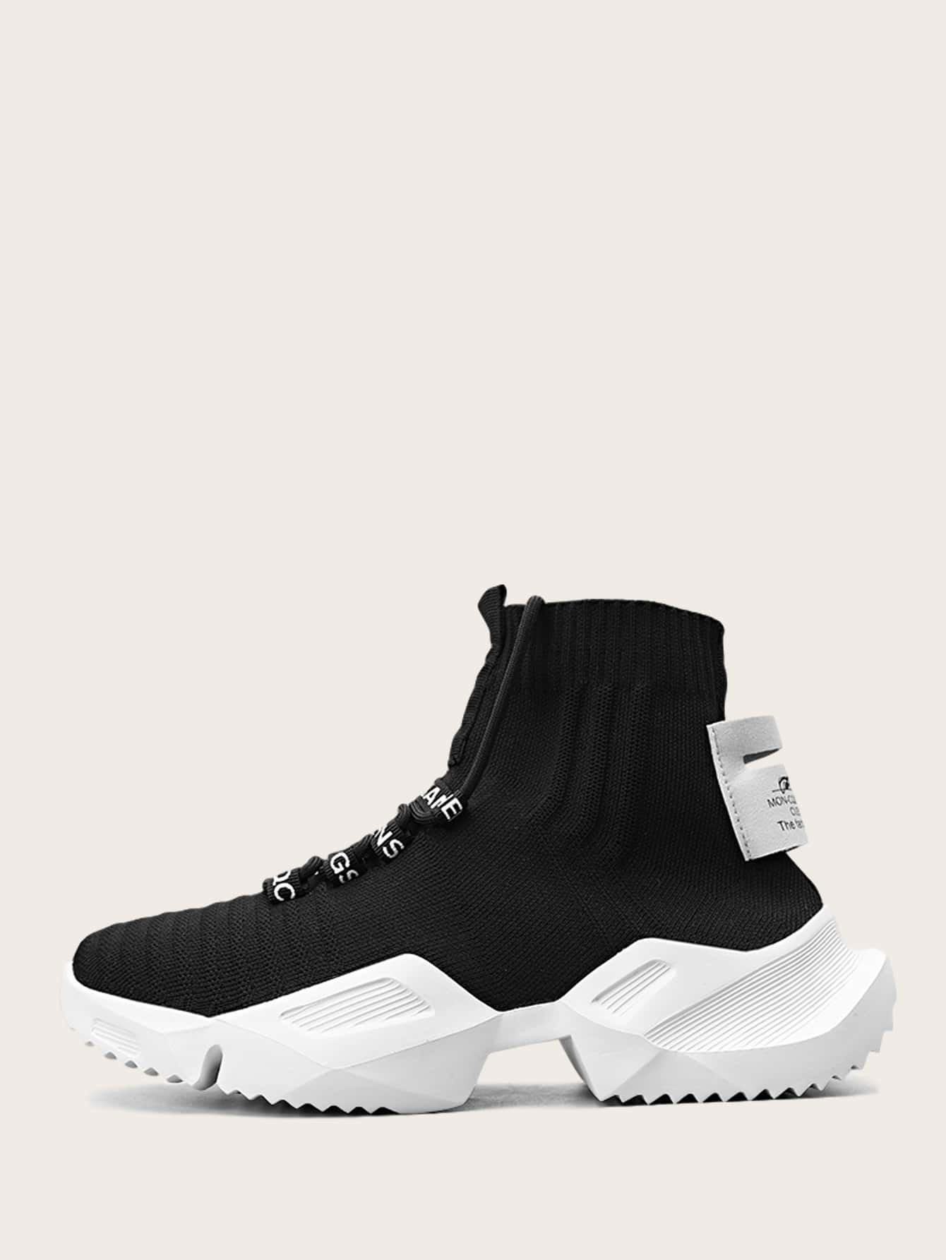 Men Lace-up Decor Sneakers - Black - View 1