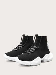 Men Lace-up Decor Sneakers - Black - View 2
