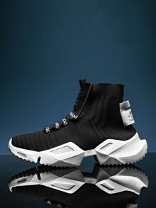 Men Lace-up Decor Sneakers - Black - View 3