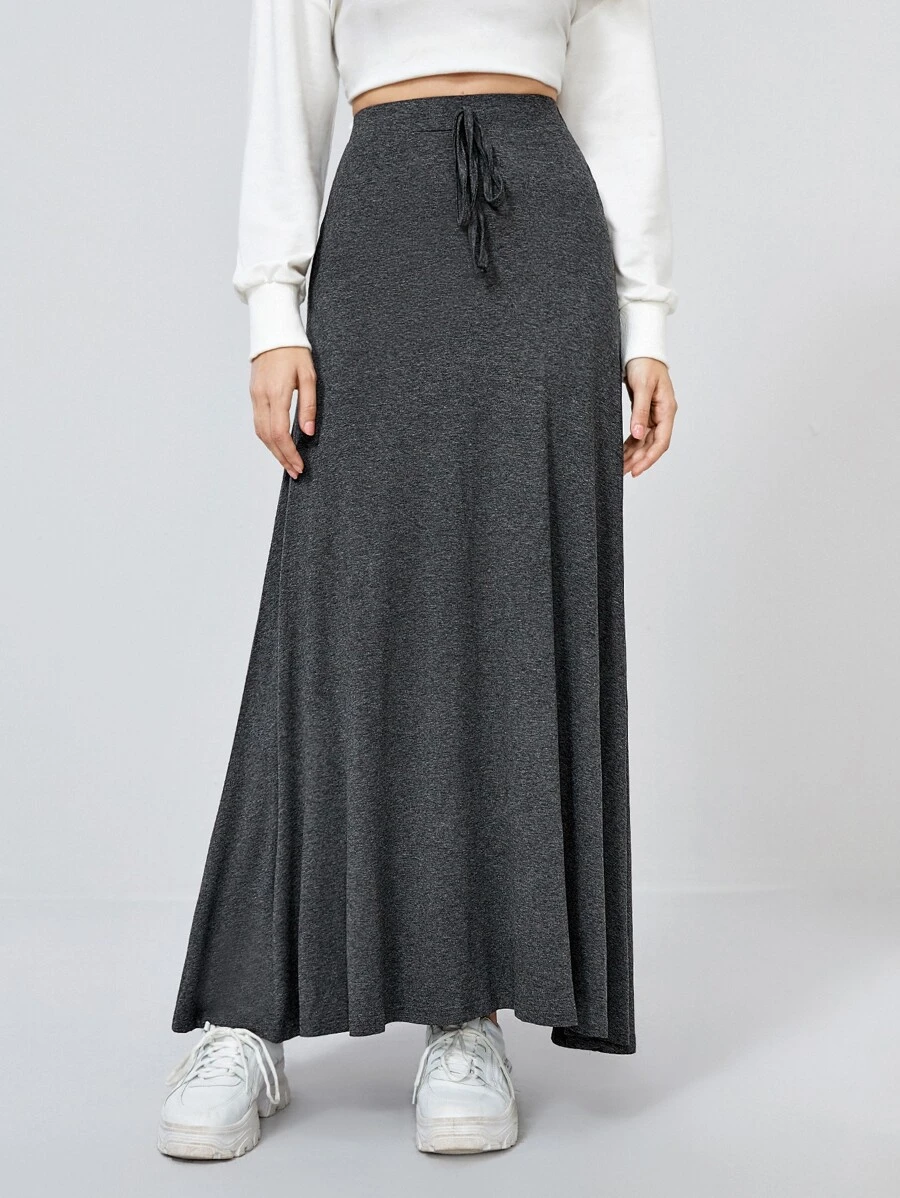 Mulvari Tie Waist Maxi Skirt - Dark Grey - View 1