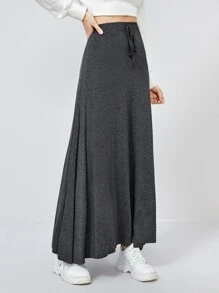 Mulvari Tie Waist Maxi Skirt - Dark Grey - View 4