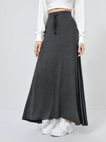 Mulvari Tie Waist Maxi Skirt - Dark Grey - View 5