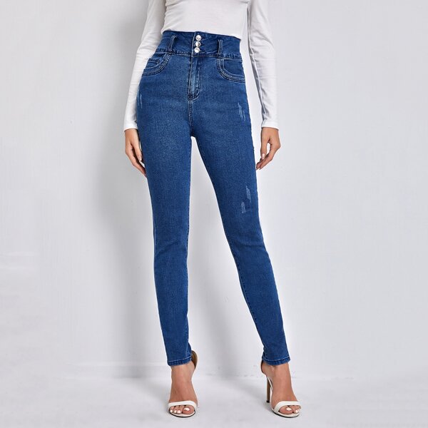 

High Waist Skinny Jeans, Medium wash