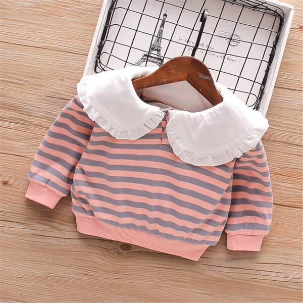 

Toddler Girls Statement Collar Stripe Sweatshirt, Multicolor