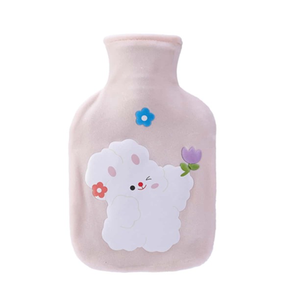 

1pc Hot Water Bag With Cartoon Plush Cover, Pink