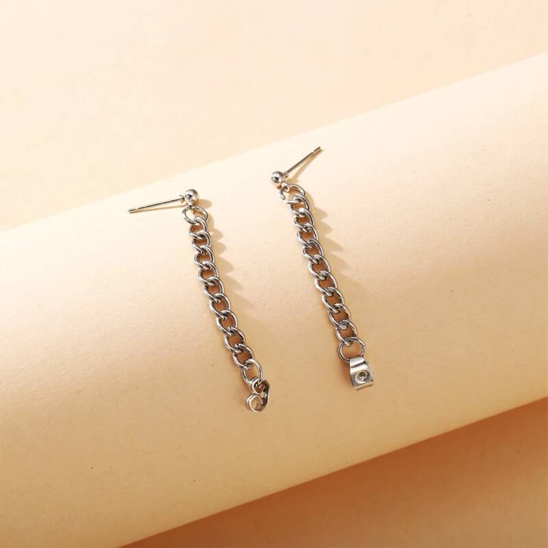 

Chain Drop Earrings, Silver