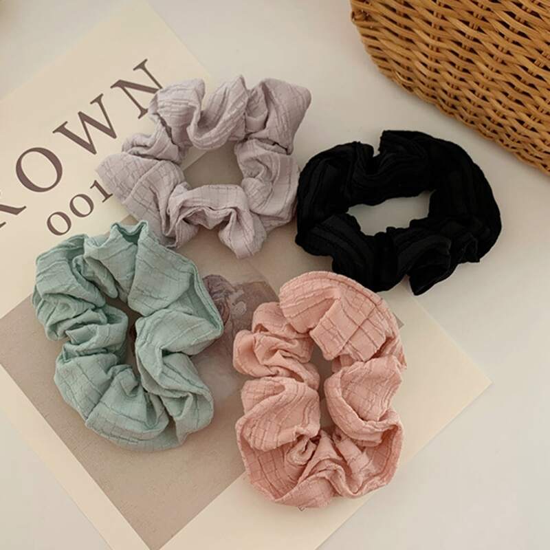 

2pcs Random Solid Scrunchie, Multicolor