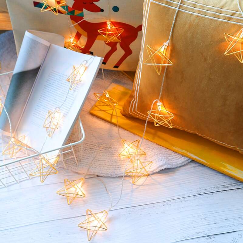 

1pc String Light With 10pcs Star Shaped Bulb, Yellow