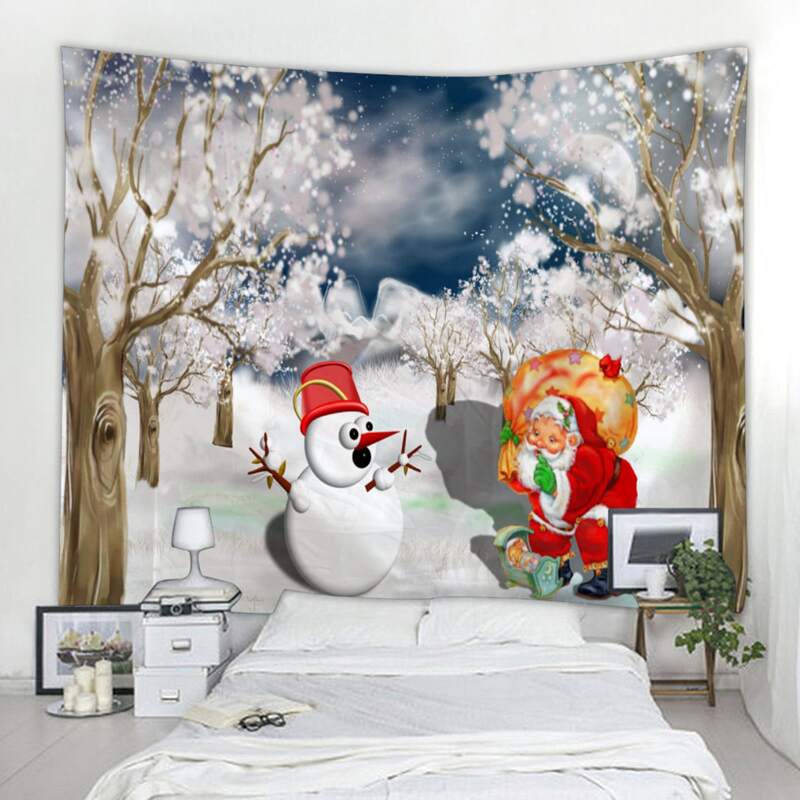

Santa Claus & Snowman Print Tapestry, Multicolor