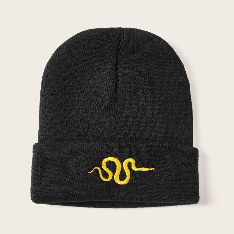 

Embroidery Decor Beanie, Black